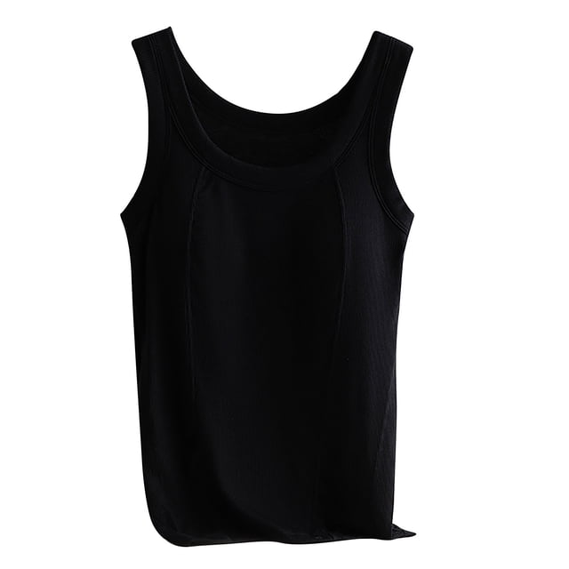 Lenpel Débardeurs Grande Taille pour Femmes Doux Décontracté Col Rond Camisole Ajustée avec Soutien-Gorge Intégré Sans Manches
