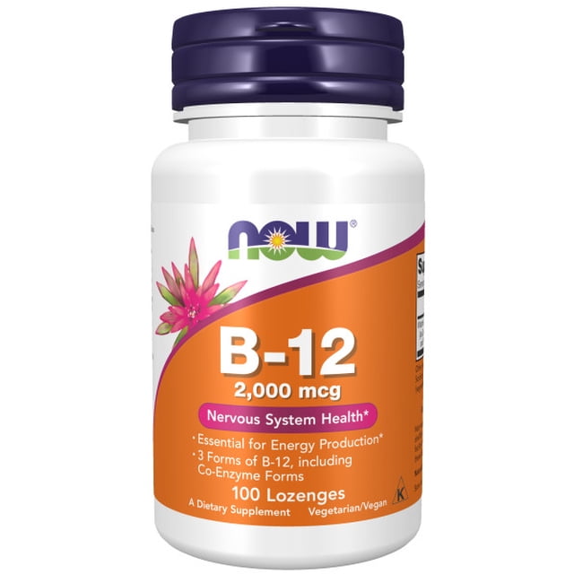 Now Foods B-12 2000 mcg 100 tabs masticables Suplemento para el Apoyo del Sistema nervioso