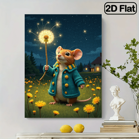 500 pieces of vertical paper jigsaw puzzle - cute mouse, size 15 x 20.5 inches.