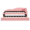 thumbnail image 3 of Bellemave Twin Szie Upholstered Daybed with Trundle, PU Leather Daybed Frame with Cloud Shaped Guardrail, Modern Trundle Sofa Bed for Bedroom, Living Room (Pink), 3 of 10