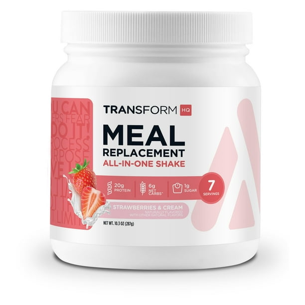 TransformHQ Meal Replacement Shake Powder 7 Servings (Strawberry & Cream) - Gluten Free, Non-GMO