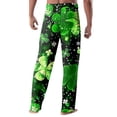 thumbnail image 3 of Fgvctg Men's St. Patrick's Day Pajamas Plus Size Wide Leg Sleepwear Pajamas Pant Lover Shamrock Clover Print High Waisted Pj Spring Fall Drawstring Lounge Pants with Pockets Mint Green XL, 3 of 5