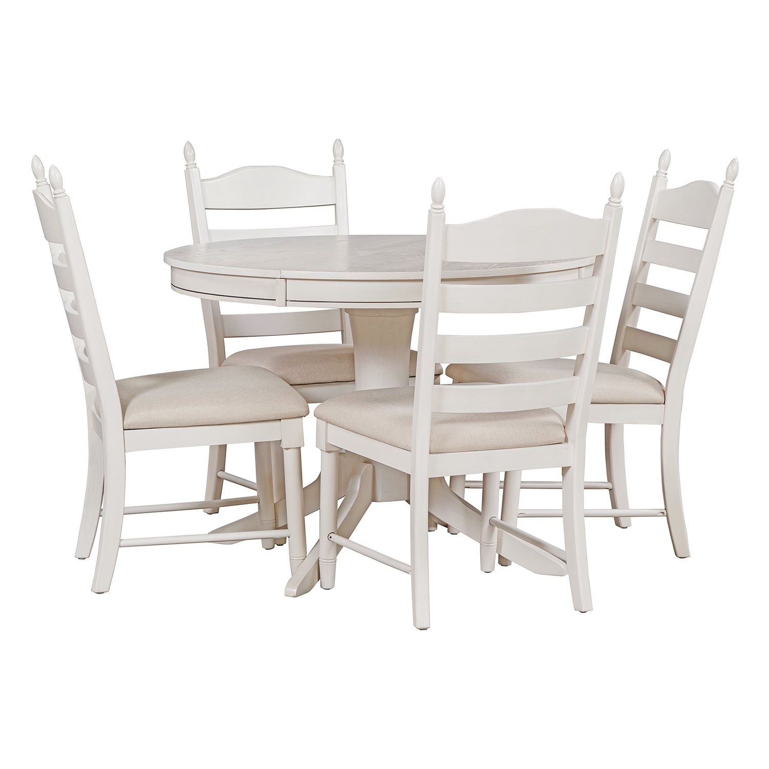 Kadyn 5-Piece Dining Table Set, Dining Table Set for 4, Extendable Dining Table and 4 Upholstered Dining Chairs, Antique White Kadyn 5-Piece Dining Table Set, Dining Table Set for 4, Extendable Dining Table and 4 Upholstered Dining Chairs, Antique White
