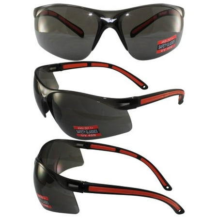 Global Vision Matrix Safety Sunglasses Orange and Black Frame Smoke Lens Z87.1