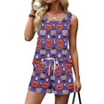 thumbnail image 4 of Women's Halloween Pajamas Matching Halloween Pajamas Halloween Pjs Womens Lounge Set Halloween Pajama Set Summer Pajamas for Women Set 2 Piece Pjs Sets Sleeveless Sleepwear, Purple, XL, 4 of 6