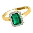 thumbnail image 3 of AoneJewelry 10k Solid Yellow Gold Cathederal Style Ring (size 5-9) With 0.65 Cttw Emerald Cut Emerald and Natural Diamonds (I-J, I1-I2), 3 of 5
