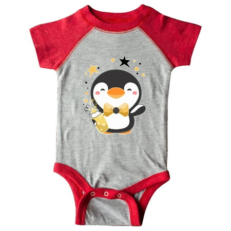 

Inktastic New Year s Baby Penguin in Bow Tie with Bottle Gift Baby Boy or Baby Girl Bodysuit