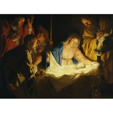 Christian Painting (The Adoration of the Shepherds, 1622 Nativity Christian Art Painting Print Wall Art By Gerrit van)