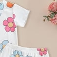 thumbnail image 5 of HCNTES Toddler Girl Pajama Set Floral Print Ruffle Short Sleeve Tee and Shorts 2 Piece Set Toddlers Girls Clothing Toddler Baby Girls Summer Outfits, 5 of 6