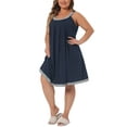 thumbnail image 4 of Agnes Orinda Plus Size Nightgowns for Women Sleeveless Sleepwear Wide Strap Sleepshirts Pleated Scoopneck Nightshirt 1X Dark Blue, 4 of 6