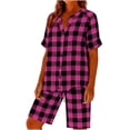 thumbnail image 3 of Juesizh Womens Plus Size Pajama Set 2 Piece Loungewear Casual Loose Plaid Printed Sleepwear Pajamas, S-5XL, 3 of 8