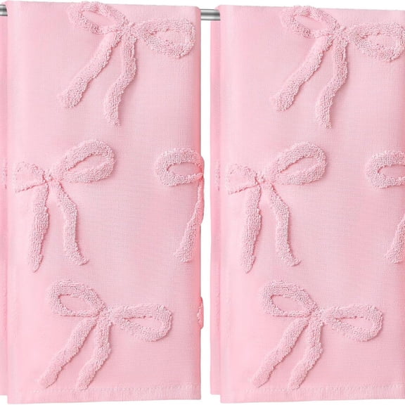 Syltano 2-Pack Bow Hand Towels, 100% Cotton Face Towels 75x35cm (29.5"x13.7"), Pink Coquette Bathroom Towel Set for Women, Girls, and Guest Bathroom Decor