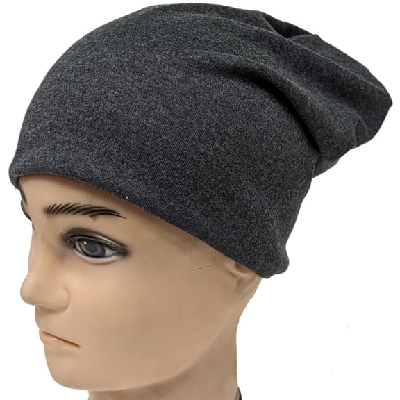 Charcoal Cotton Blend Beanie Hat