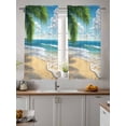 thumbnail image 2 of Summer Beach Curtains 45 Inch Length, Sheer Curtains for Bedroom Living Room Window Coastal Ocean Tropical Palm Trees Rod Pocket Voile Drapes Kitchen Curtains Small Half Window 42"x45" 2 Panels, 2 of 7