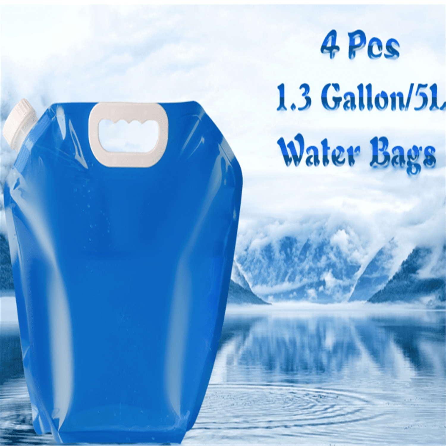 4PCS 5L Backpack Portable Drinking Water Tank, Water Bag for Camping, Water Pouch for Drinking Blue