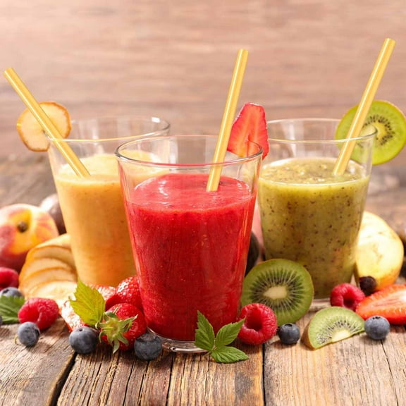 Supvox Bamboo Straws Set of 20 Reusable for Drinking with 2 Cleaning Brushes Beige 19 5CM