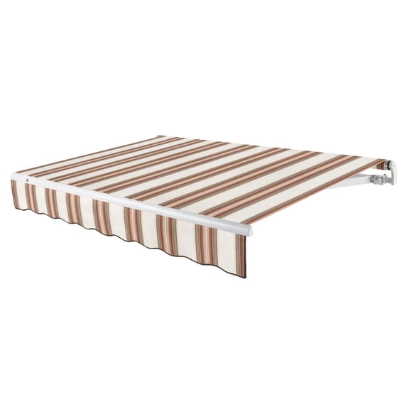AWNTECH 18x10 Maui Left Motor Patio Retractable Awning Outdoor Canopy Sun Shade Without Aluminum Protective Hood, Brown and Terra Stripe