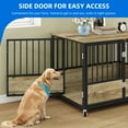 thumbnail image 4 of Dextrus 43.3" Wooden Dog Crate Furniture with Wheels,Double-Doors Dog Kennel Indoor,End Table & Dog Cage Table - Greige, 4 of 8