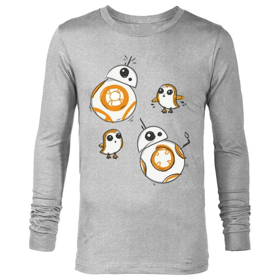 Star Wars Porg and BB-8 Doodle - Long Sleeve T-Shirt for Men - Customized-Athletic Heather