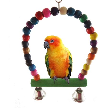 Picture of yayagoli Bird Rope Swing,Wooden Budgie Toys Pet Bird Cage Hammock Swing ...