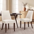 thumbnail image 6 of AFO Upholstered Dining Chair with Solid Wood Legs & Padded Seat, Wood Mid Century Side Chair for Kitchen Desk, Dining Room and Restaurant, Set of 2, Beige, 6 of 10