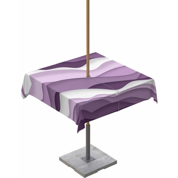 Boanket Outdoor Tablecloth with Umbrella Hole for Patio/Picnic/Party/Camping, Purple Ombre Waterproof Table Cloth Square Cover Washable, Modern Geometric Moire Abstract Art 60"x 60"