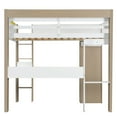 thumbnail image 5 of Euroco Wood Full Size Loft Bed with Storage Headboard, Bookcase. Desk and Clothes Hanger for Kids Teens Adults, White&Natural, 5 of 12