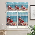 thumbnail image 2 of Santa Claus Kitchen Curtains and Valances Set, Christmas Beach Ocean Present Rod Pocket Window Valance 18 Inch Window Curtain Panels for Living Room Bedroom Laundry, 27.5x24in, 3 Pieces, 2 of 7