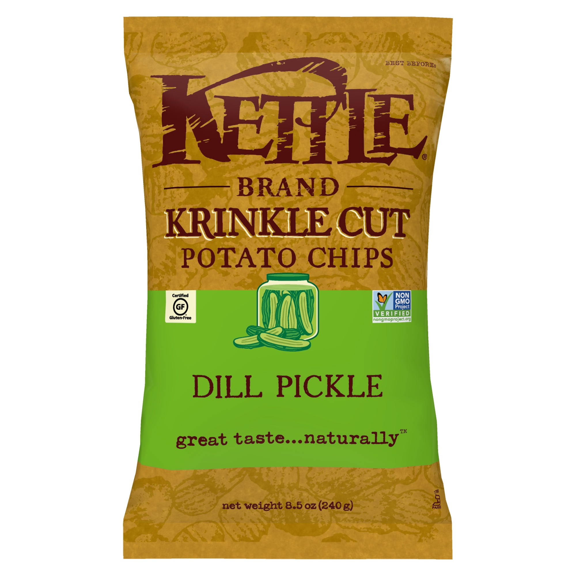 Kettle Brand Krinkle Cut Dill Pickle Potato Chips, 8.5 Oz