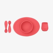 ezpz First Foods Set (Sage) - 100% Silicone Suction Bowl, 2oz Cup, Tiny Spoons - Designed by a Pediatric Feeding Specialist - 6 Months+