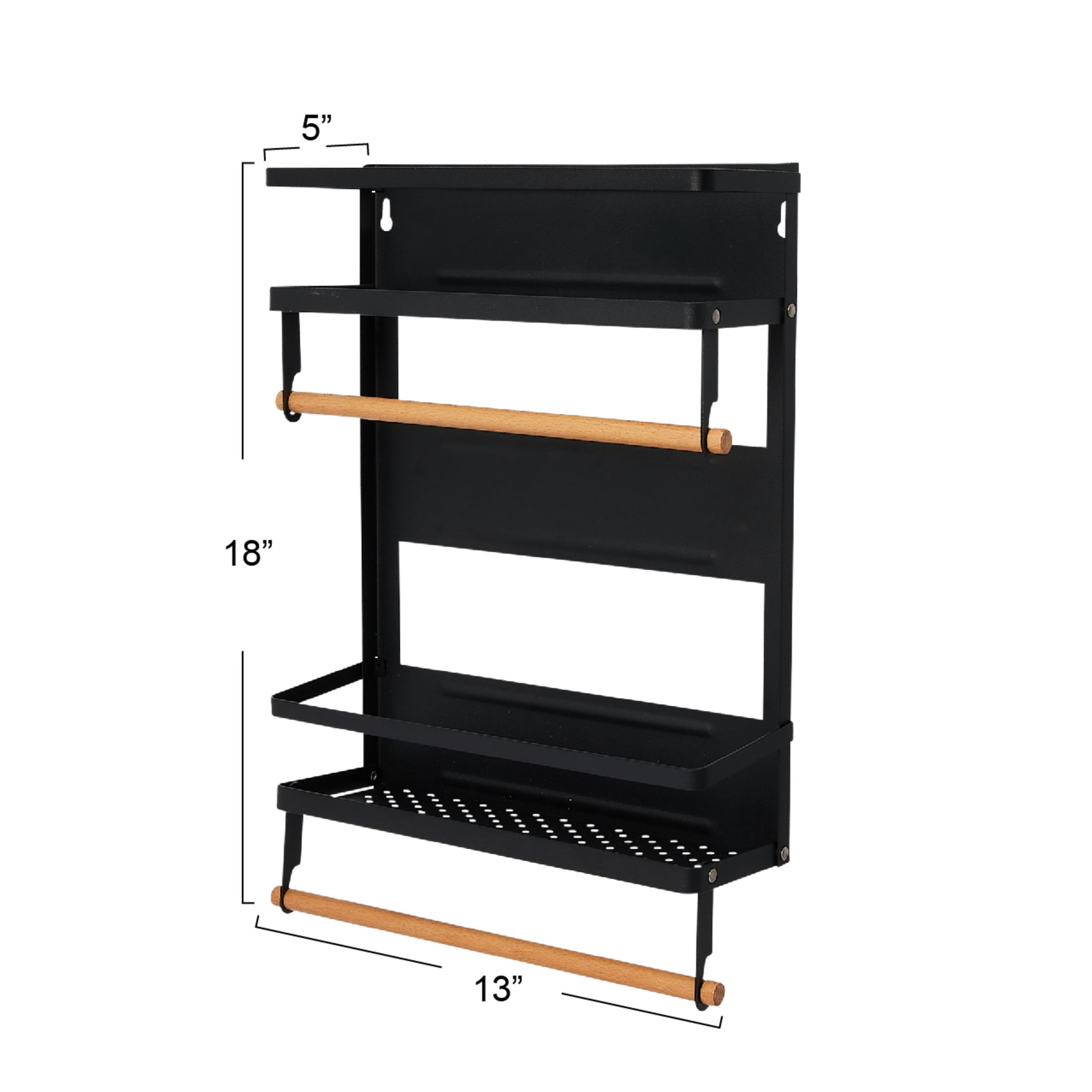 Household Essentials Metal Magnetic Organizer with Paper Towel Holder, Black