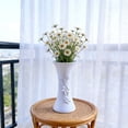 thumbnail image 5 of Small White Ceramic Vase With Embossed Floral Design For Tabletop Living Room Decor, 5 of 6