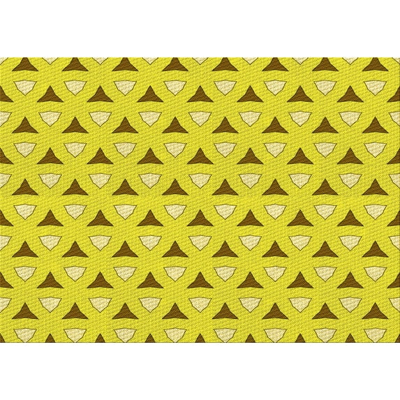 Ahgly Company Indoor Rectangle Patterned Canary Yellow Area Rugs, 2' x 3'