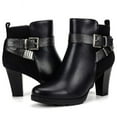 thumbnail image 3 of Pennysue Women's Black Short Boots Thin Chunky Heel Zipper Ankle Booties Size 8.5, 3 of 5