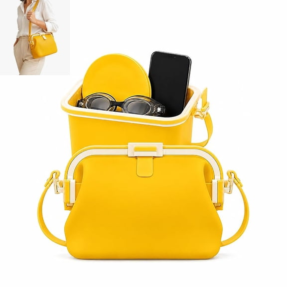 ALOEWXXR Jellybean Crossbody Purse, Waterproof Beach Bag Opens into a Box, Leakproof Easy Clean Summer Tote Handbag for Travel Gym