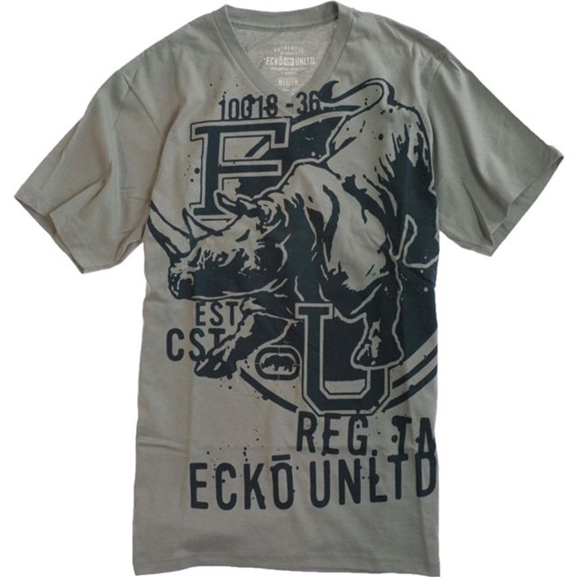 Ecko Unltd. Camiseta gráfica Big Ups Rhino con cuello en V para hombre, gris, extra pequeña