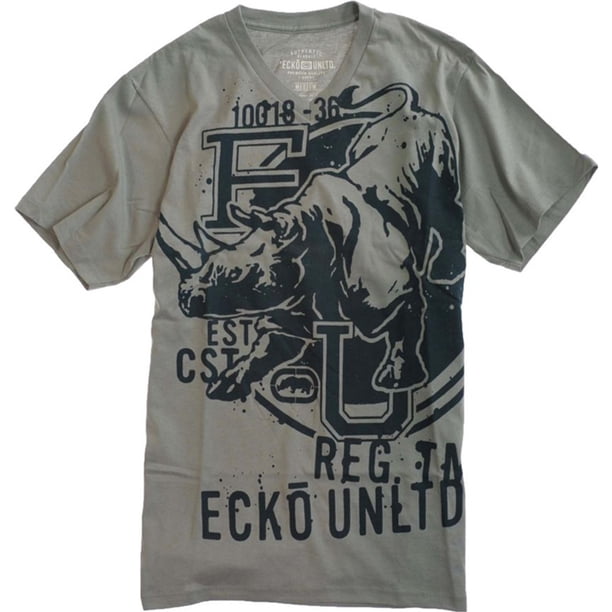 Ecko Unltd. Camiseta gráfica Big Ups Rhino con cuello en V para hombre, gris, extra pequeña