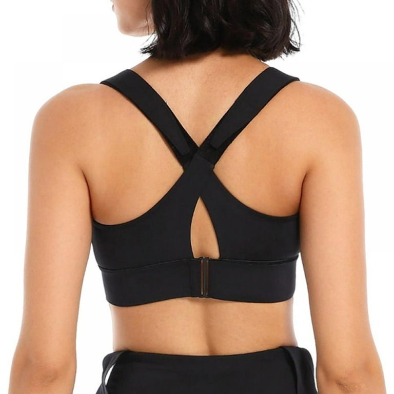Women's Shockproof Sports Bra Front Zipper Plus Size Running Yoga Fitness  Bra High Strength Beauty Back Wirefree Workout Bralettes