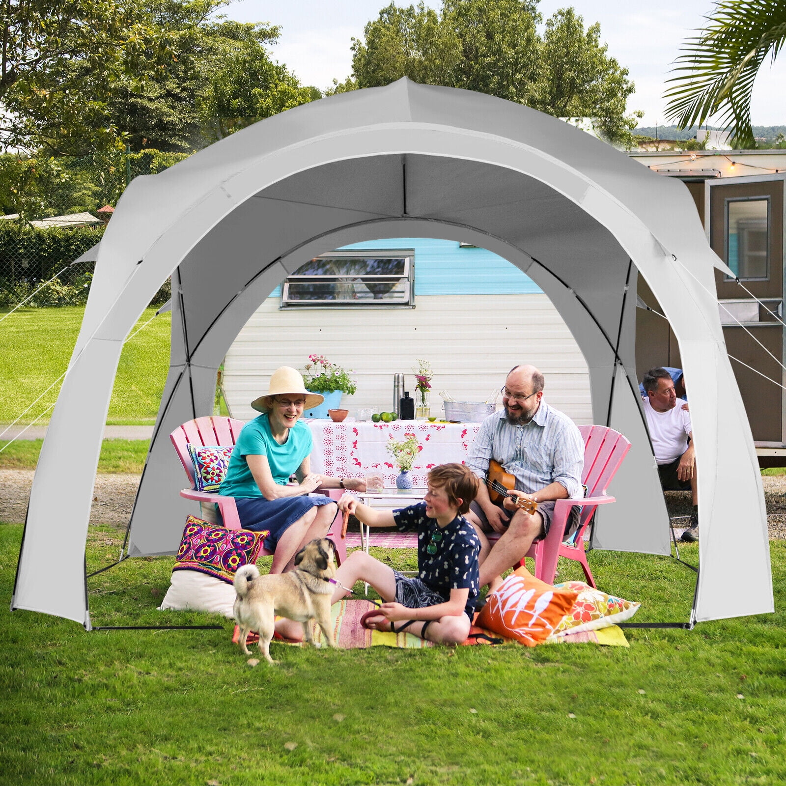 Exdeerjoy 11 x 11 Recreation Sun Shade Canopy Portable Beach Tent w UPF 50 Protection Carry Bag Easy Set up Outdoor Sun Shelter