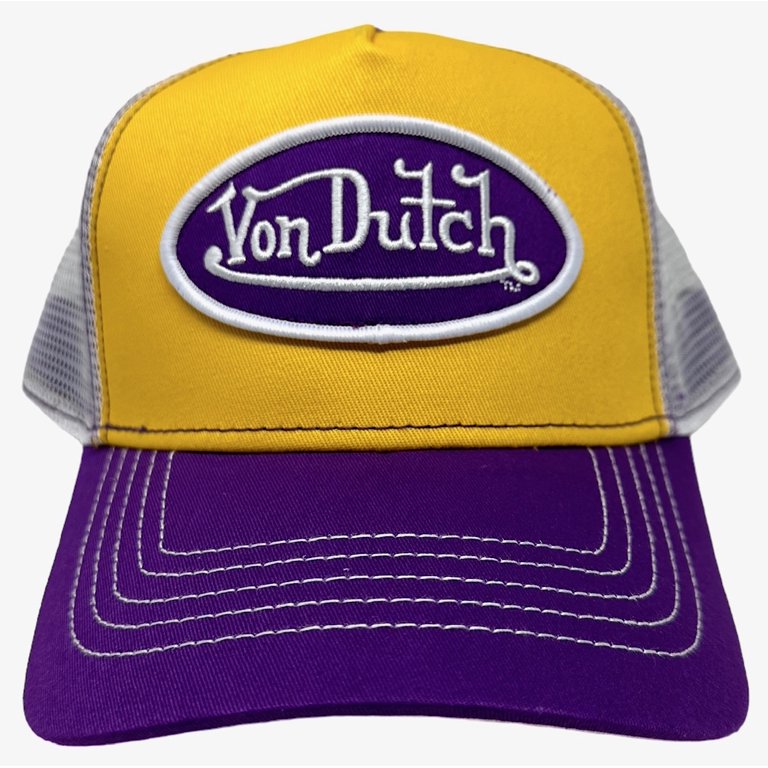 Purple Gold Trucker Von Dutch Hat NEW Von Dutch Trucker Hat Purple Gold Embroidered Logo Patch  main image 4