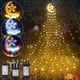 thumbnail image 2 of Guirnalda de luces LED con temporizador para exteriores, iluminación con 8 modos, 350 luces LED en cascada para árbol de Navidad con adorno, Luna y estrella, 2 of 4