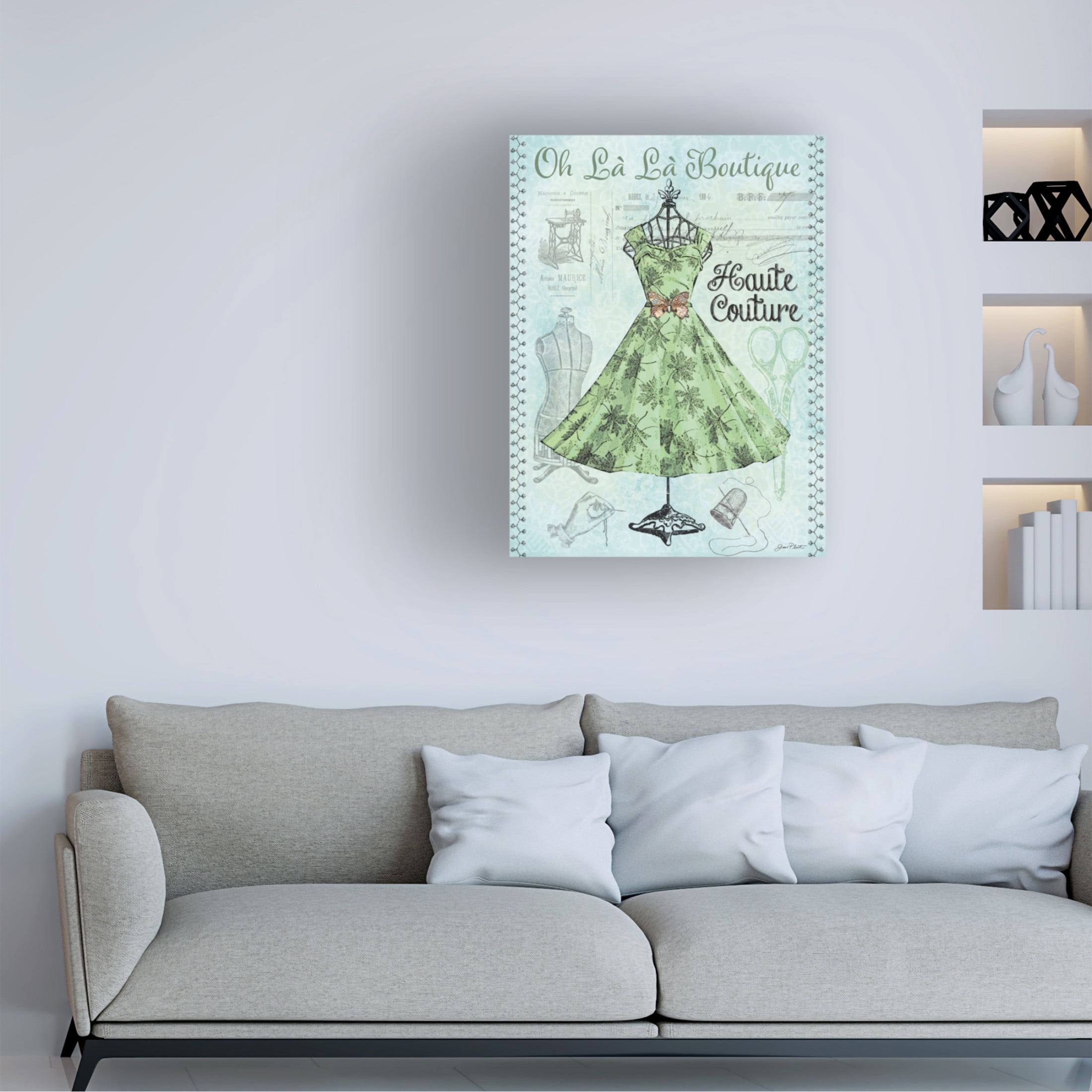 Canvas Wall Art - Jean Plout 'Dress Shop D' Wall Art for Living Room, Bedroom, or Office Décor by Trademark Fine Art - 35 x 47 Inches