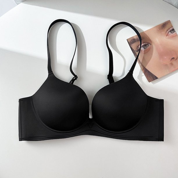 Sujetador de verano con escote plano sin costuras para mujer, con fruncido exterior, con forma de pecho pequeño, con forma de pecho grande y antiflacidez en la espalda