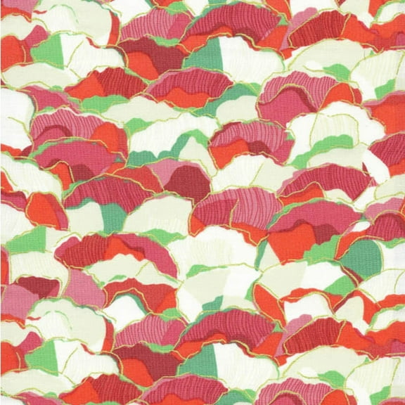 Bellisima Floral Poppies Petals Cream Cotton Fabric by The Yard