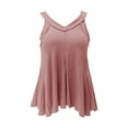 thumbnail image 3 of Tittly Womens Tank Tops Vest for Women Women's V Neck Tank Top With Irregular Multi Hem Sleeveless Fashion Casual Strap Cotton Loose Top Sleeveless Tops for Women Camisole Tops for Women Pink XL, 3 of 4
