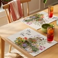 thumbnail image 4 of Spring Flowers Placemats Set of 8 Cute Rabbits Tulips Sunflowers Daisy Vintage Place Mats Indoor Wipeable Table Mats Washable Dining Table Placemats for Kitchen Holiday Party Home Decor 13x19 Inch, 4 of 9