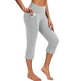 thumbnail image 1 of FASHIONWT Women Athletic Pocket Slim Leg Leggings Capri Cropped Pants, 1 of 6