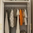 thumbnail image 6 of OXYLIFE Wardrobe Armoire Closet with Glass Doors, 3 Drawers and Hanging Rod, White, 6 of 7