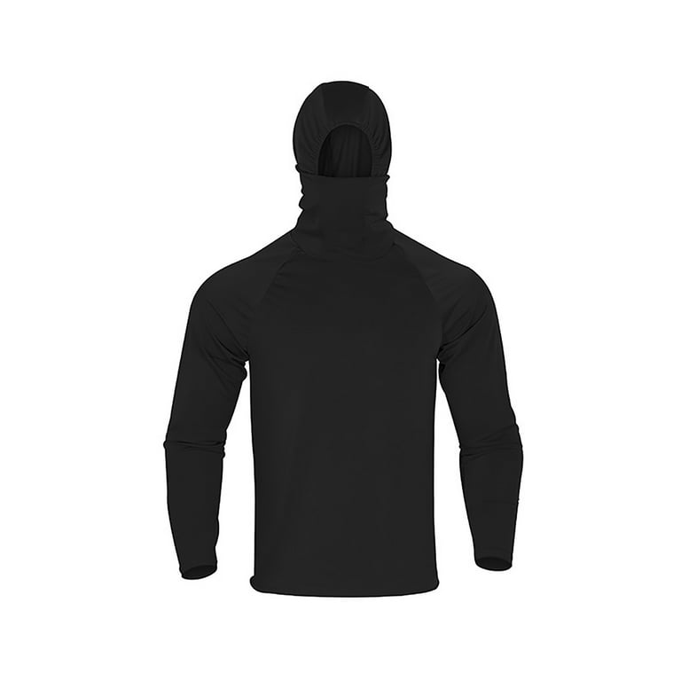 Outfmvch Hoodies for Men Summer Face Mask Sunscreen Fishing Thumb Hole Hoodie Quick Dry Womens Tops Mens Sweaters Black, Men's, Size: Small