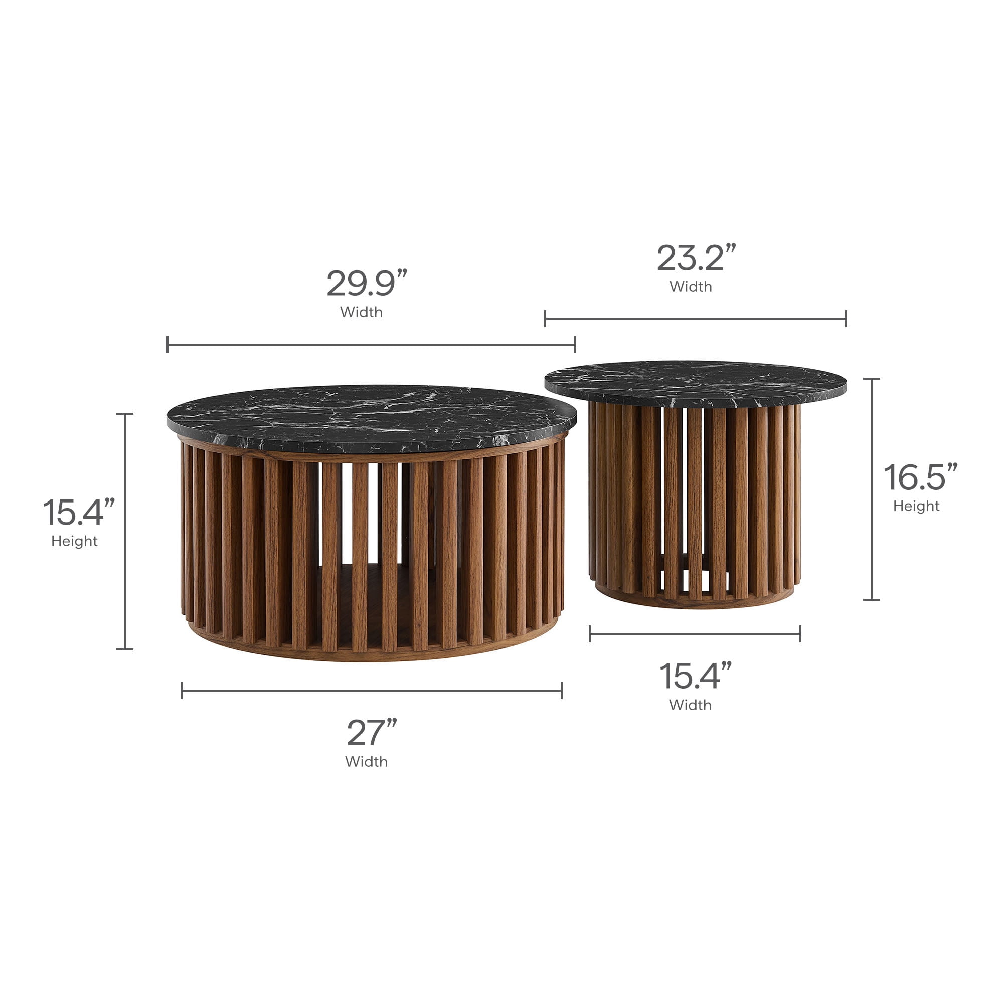 Coffee Sofa Side End Table, round, Black, Faux Marble, Wood, Living Room Lounge Cafe Lobby Hospitality Restaurant, Modern Contemporary, HB37996